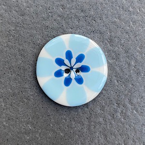 Flower Power Medium Circular Blue Button